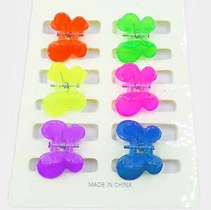 6pk Mini Neon Butterfly Hair Clips